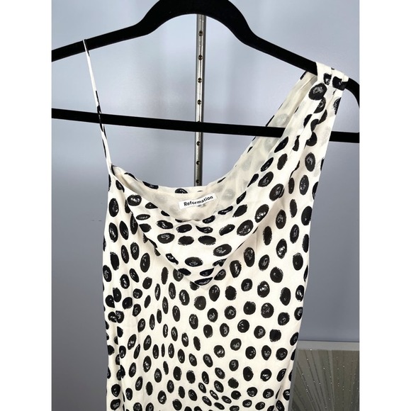 Reformation Black and White Polka Dot Midi Dress - Picture 5 of 8